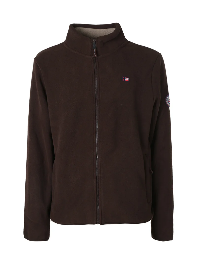 Felpa giacca da uomo in pile con zip - moro
