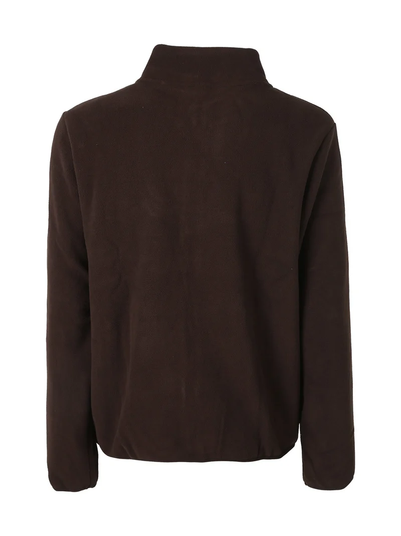 Felpa giacca da uomo in pile con zip - moro