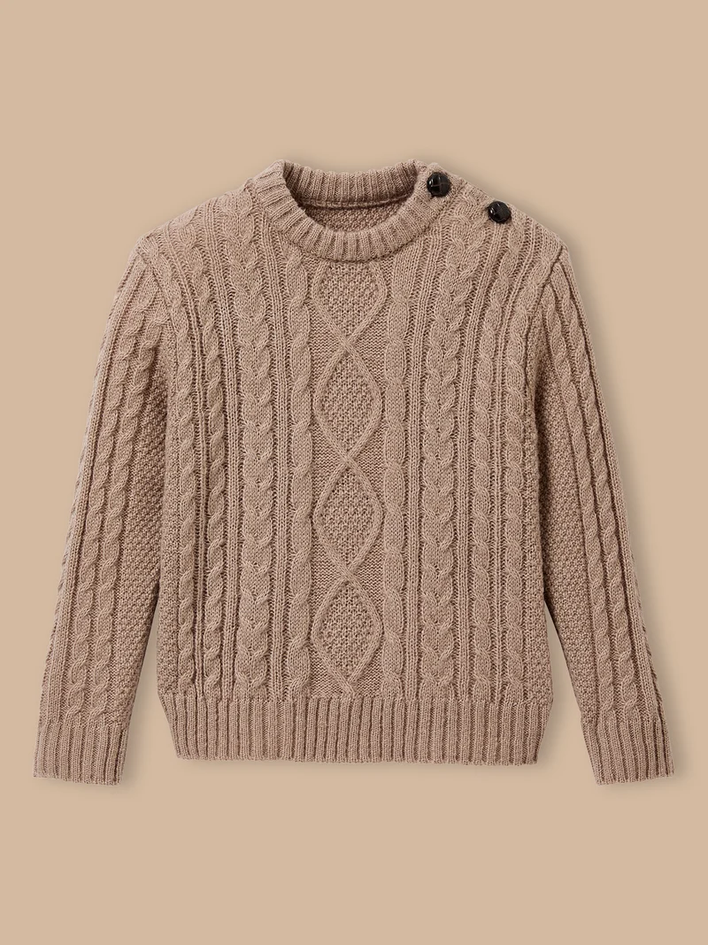 Jungenpullover mit Zopfmuster