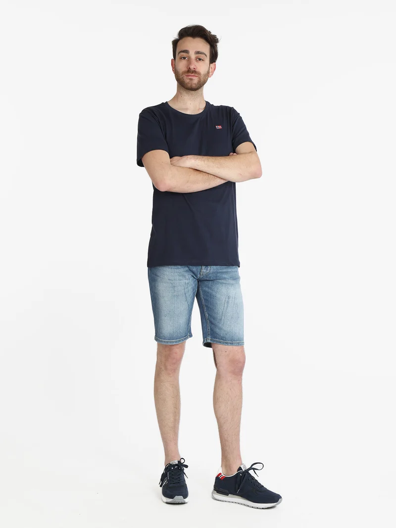 T-shirt uomo in cotone manica corta - blu