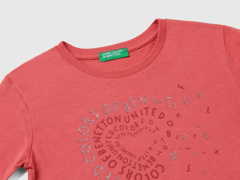 Shirt aus Bio-Baumwolle mit Glitter-Print