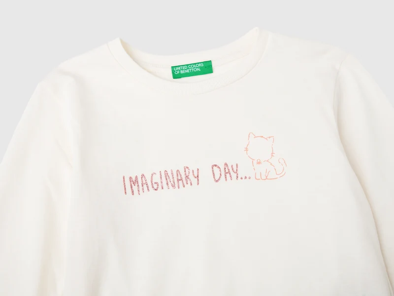 Shirt aus Bio-Baumwolle mit Glitter-Print