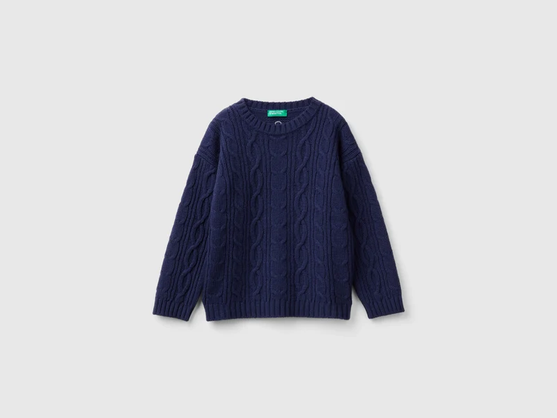 Zopfmusterpullover aus Wollmischung