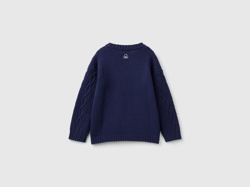 Zopfmusterpullover aus Wollmischung