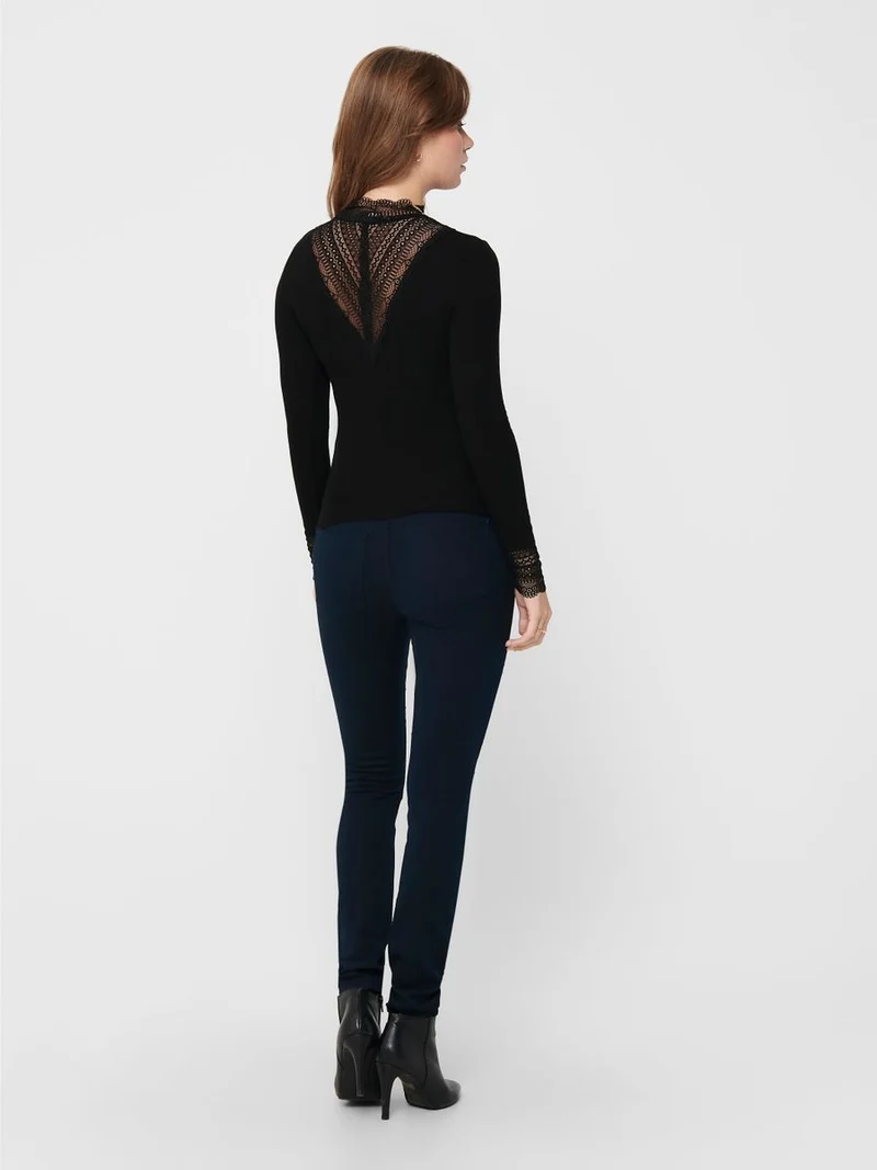 ONLTILDE L/S HIGH NECK LACE TOP JRS