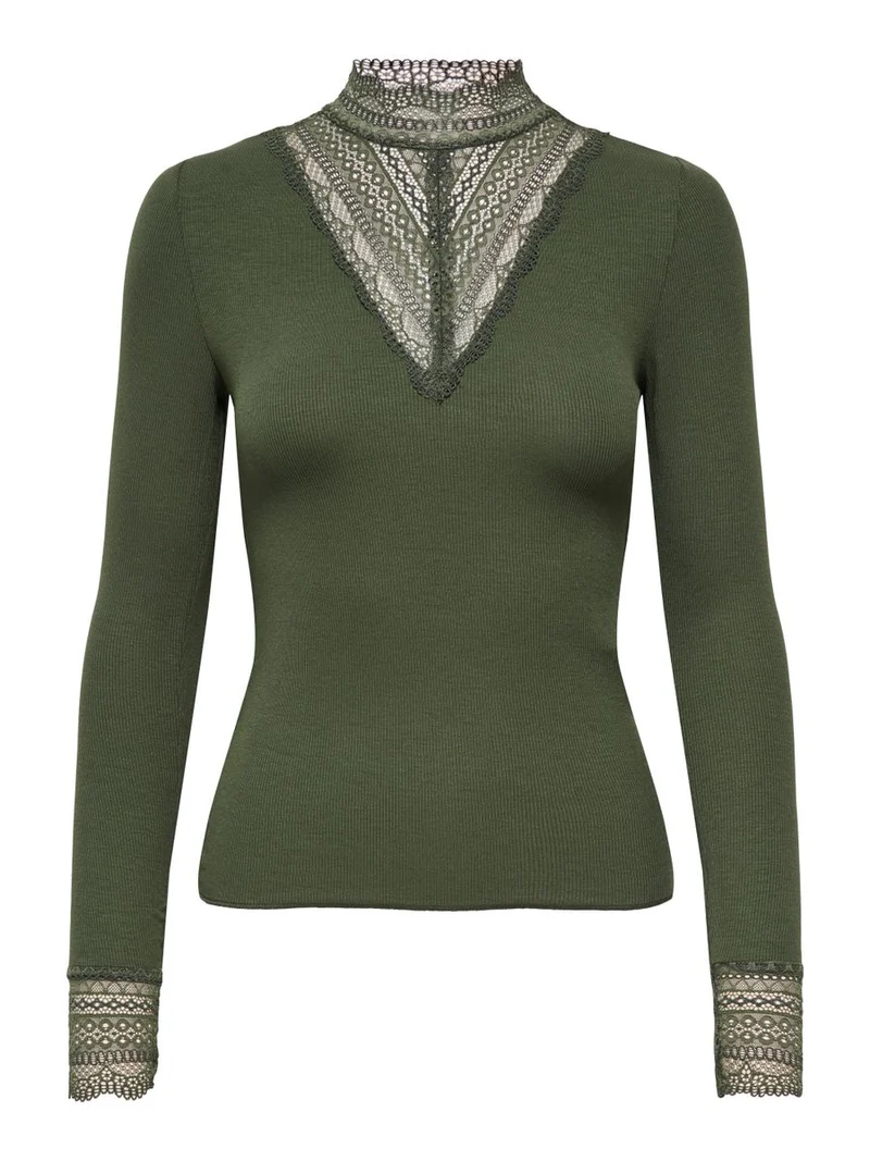ONLTILDE L/S HIGH NECK LACE TOP JRS