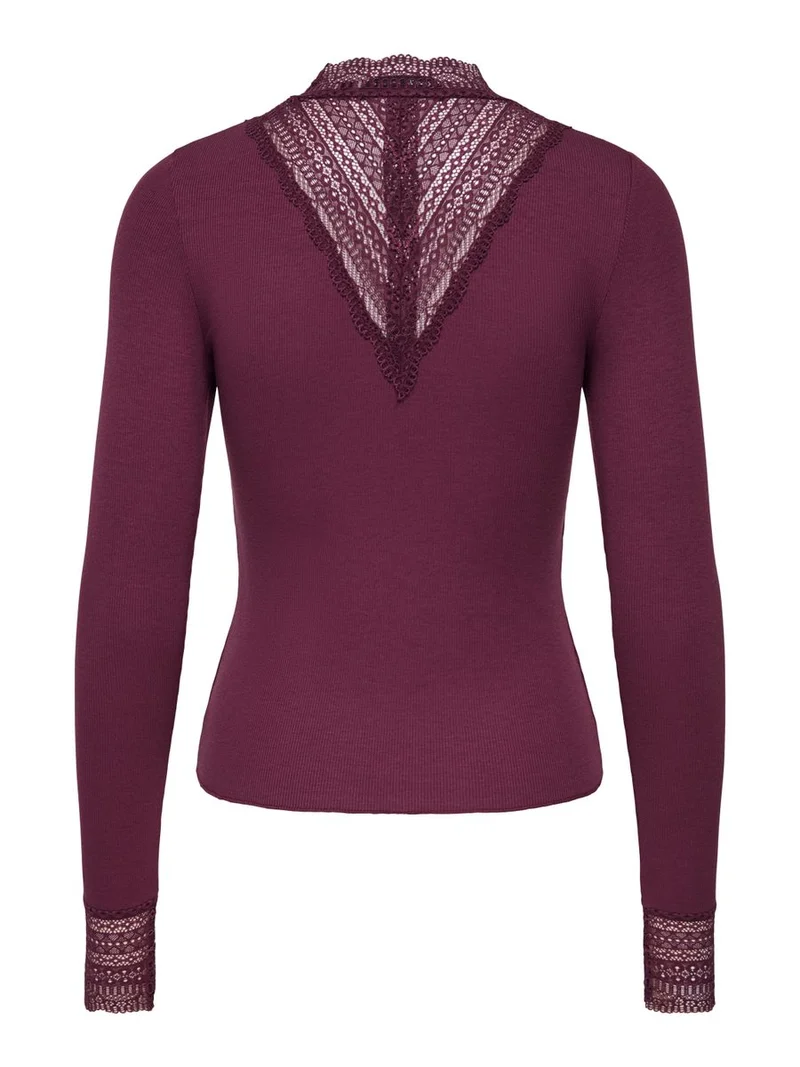 ONLTILDE L/S HIGH NECK LACE TOP JRS