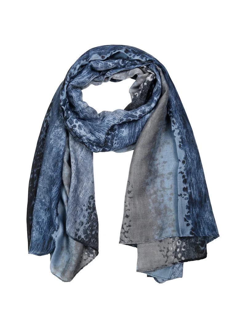 Sciarpa donna in viscosa con stampe - blu