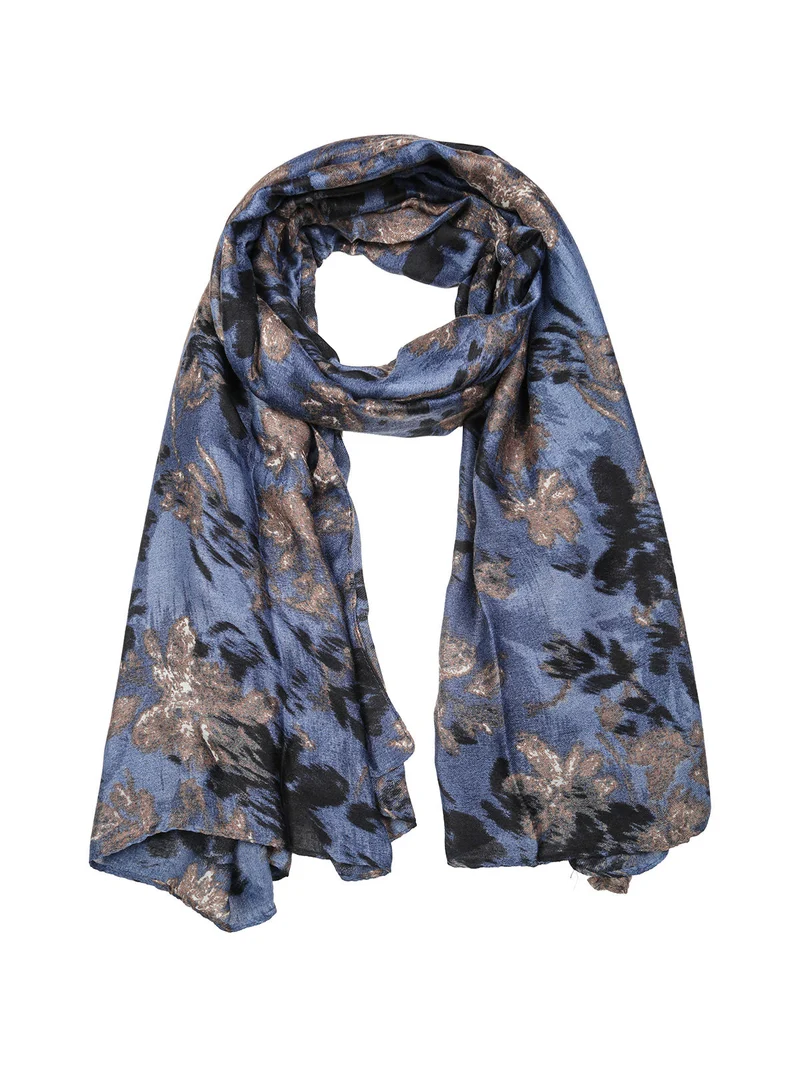 Sciarpa donna in viscosa con stampe - blu