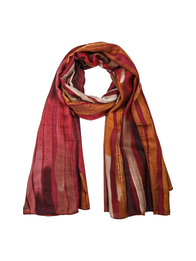 Sciarpa donna in viscosa con stampa astratta multicolore - bordeaux