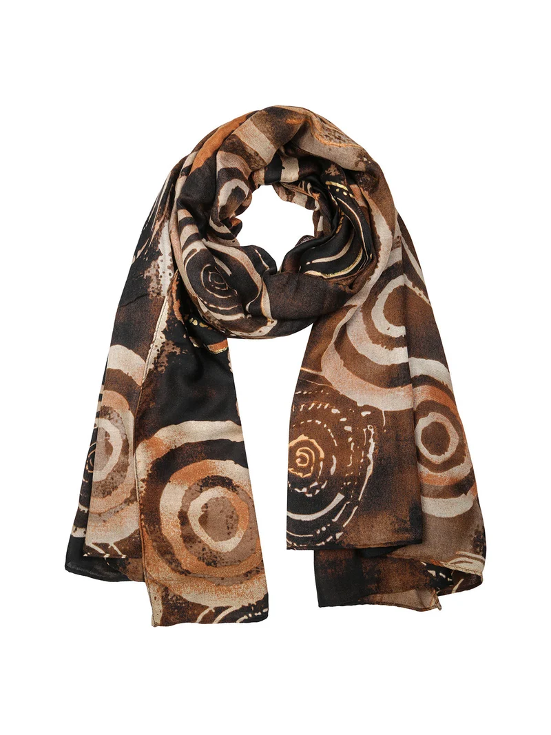 Sciarpa donna in viscosa a fantasia multicolore - marrone