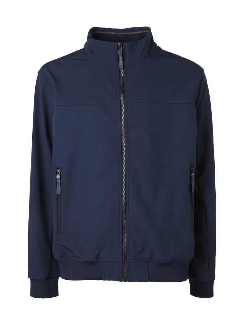 Giacca a vento da uomo con zip e interno in pile - blu scuro