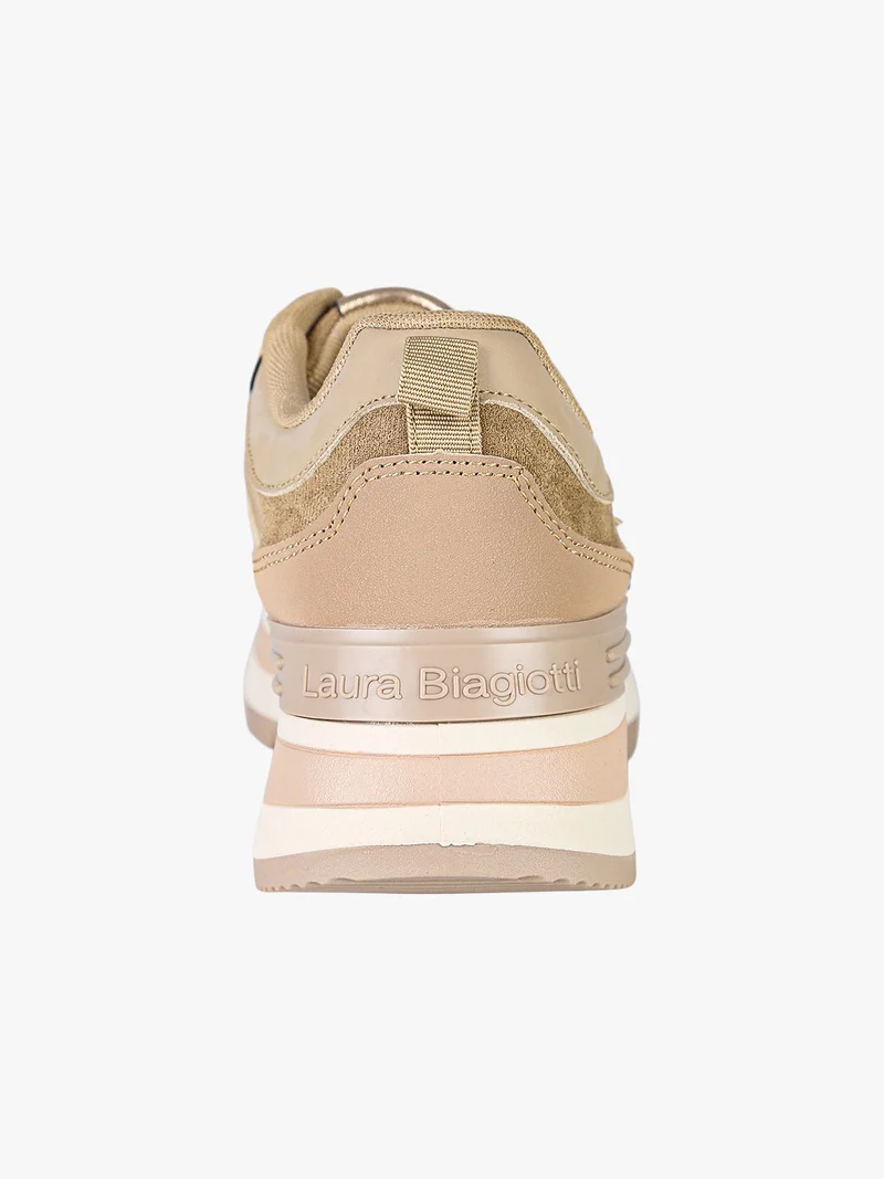 Sneakers donna stringate con platform - cammello