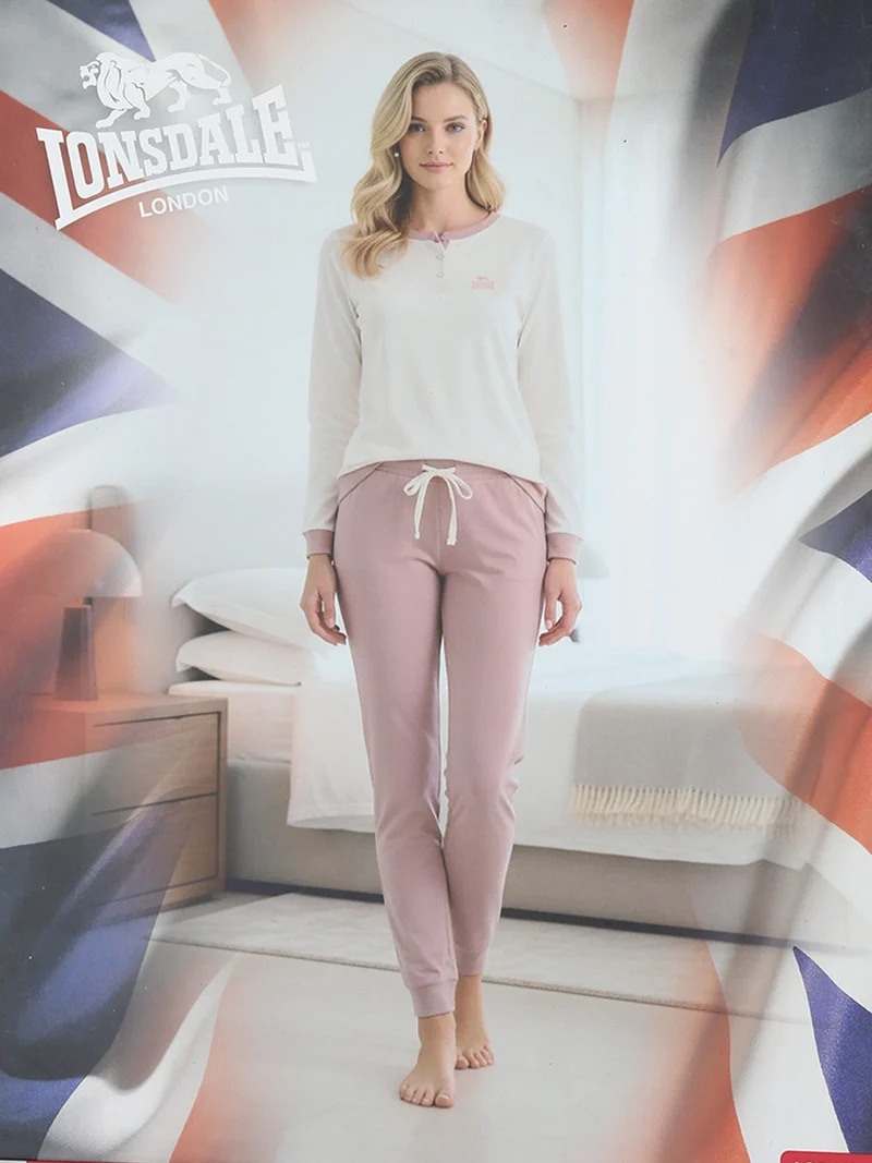 Pigiama lungo da donna in cotone - bianco