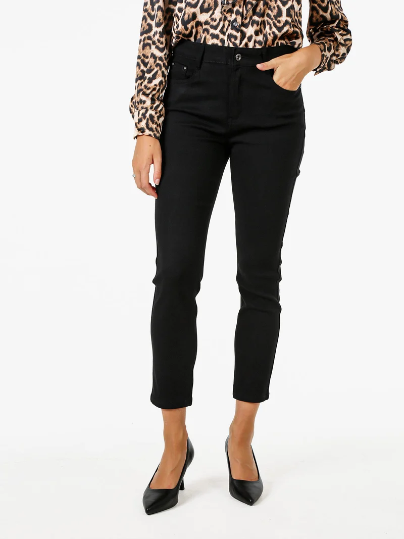 Pantaloni jeans da donna push-up modellante a vita alta - nero