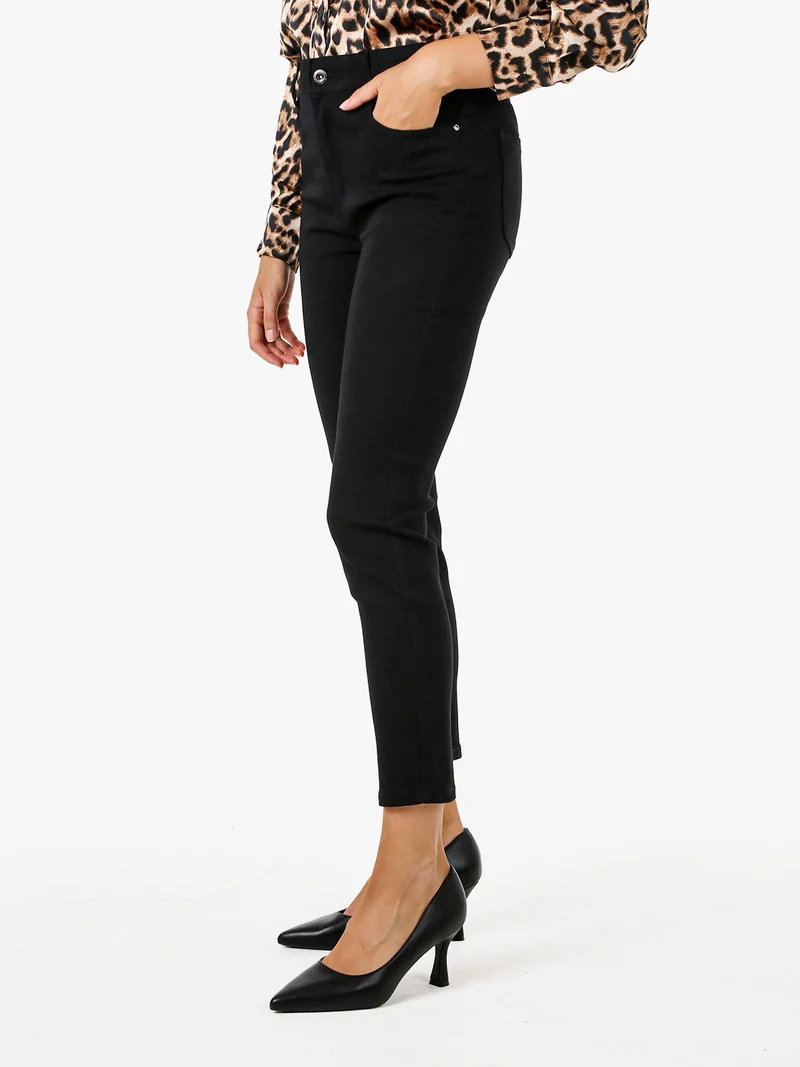 Pantaloni jeans da donna push-up modellante a vita alta - nero