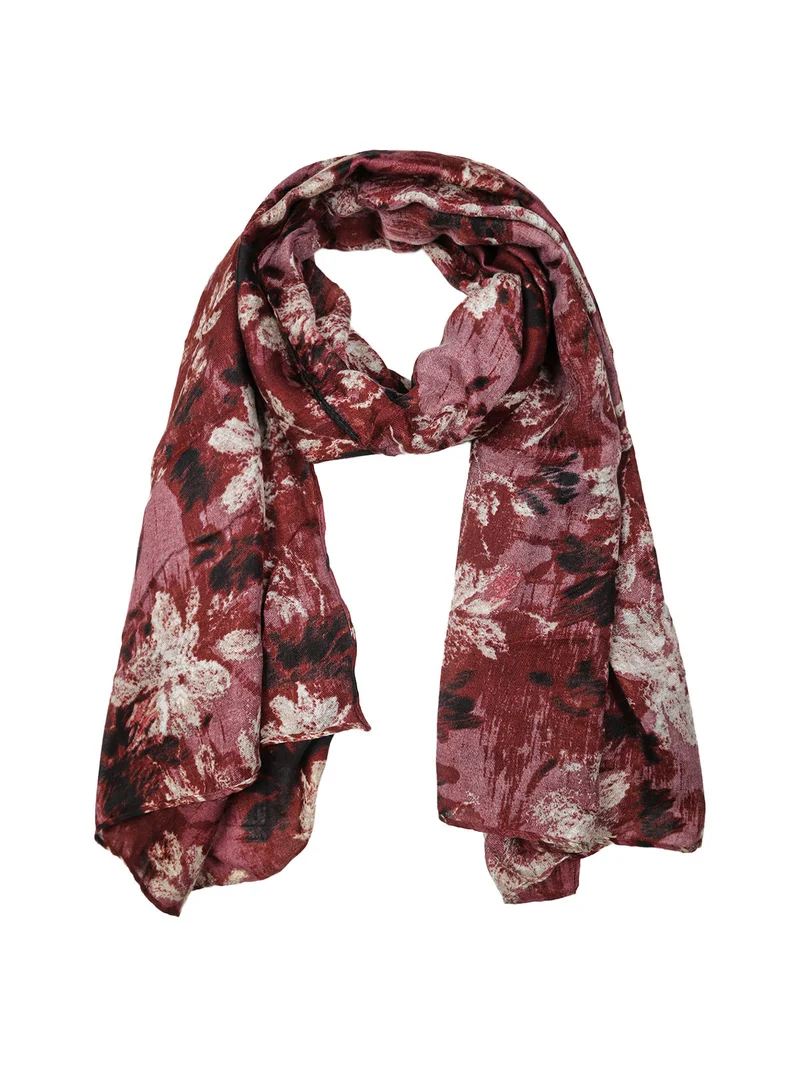 Sciarpa donna in viscosa con stampe - bordeaux