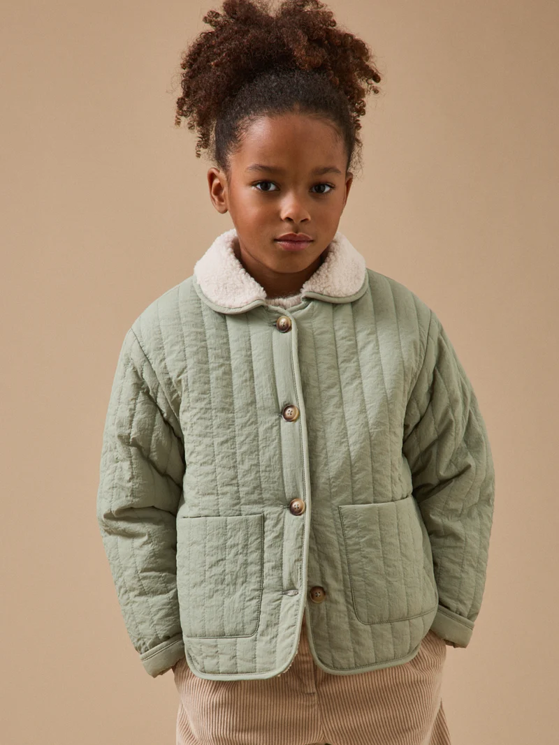 Mädchen Steppjacke mit Sherpa-Kragen