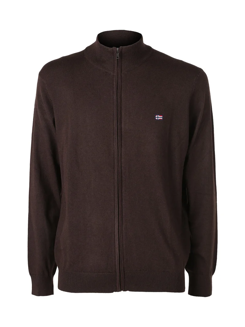 Cardigan da uomo in maglia con zip - moro