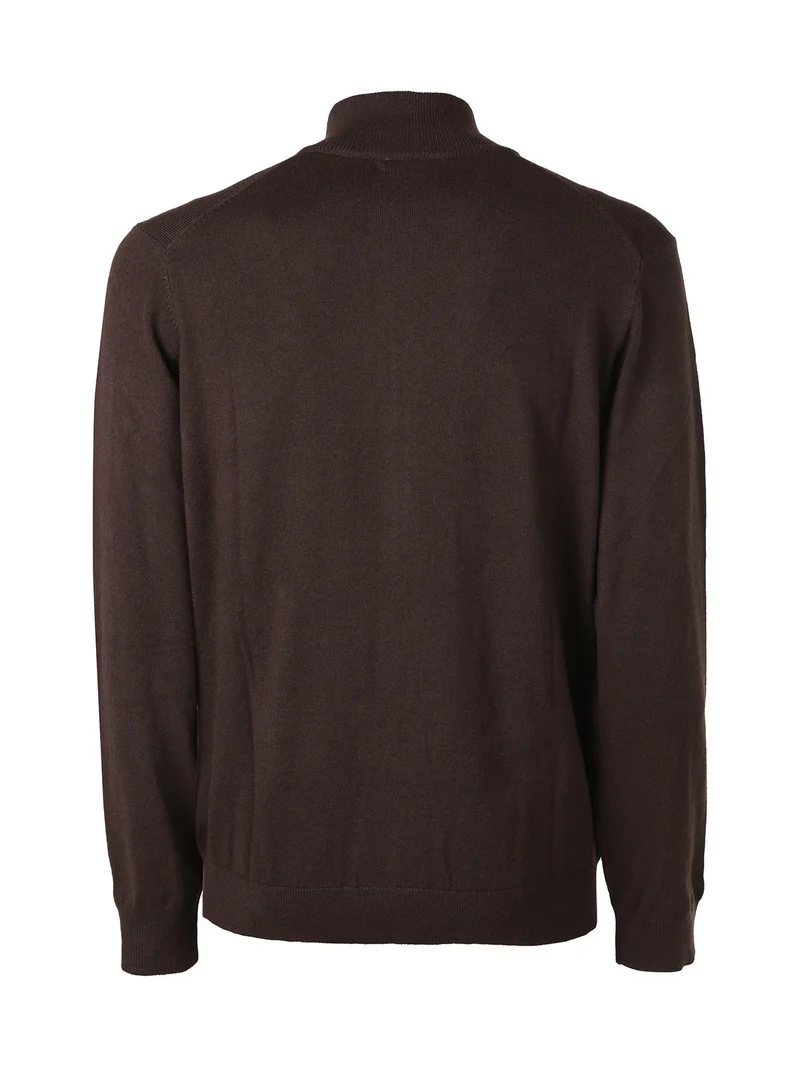 Cardigan da uomo in maglia con zip - moro