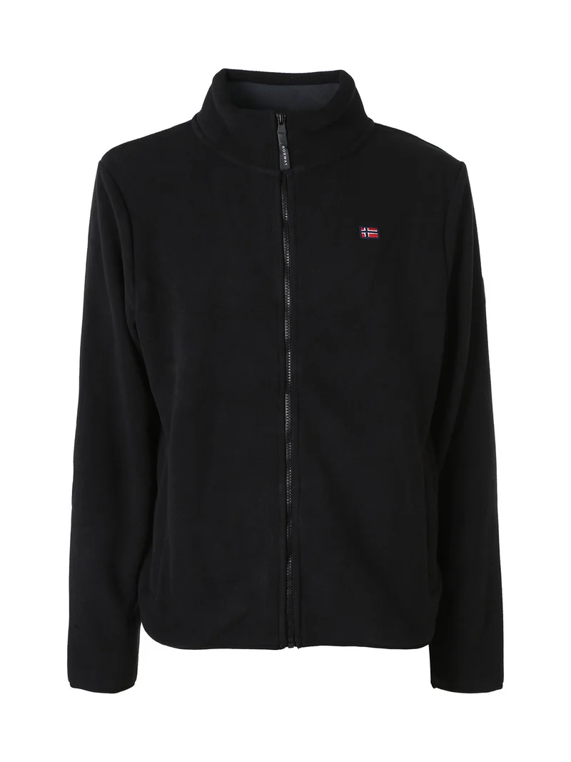 Felpa giacca da uomo in pile con zip - nero