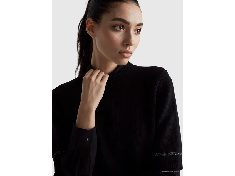 Rollkragenpullover mit Paillettenbesatz