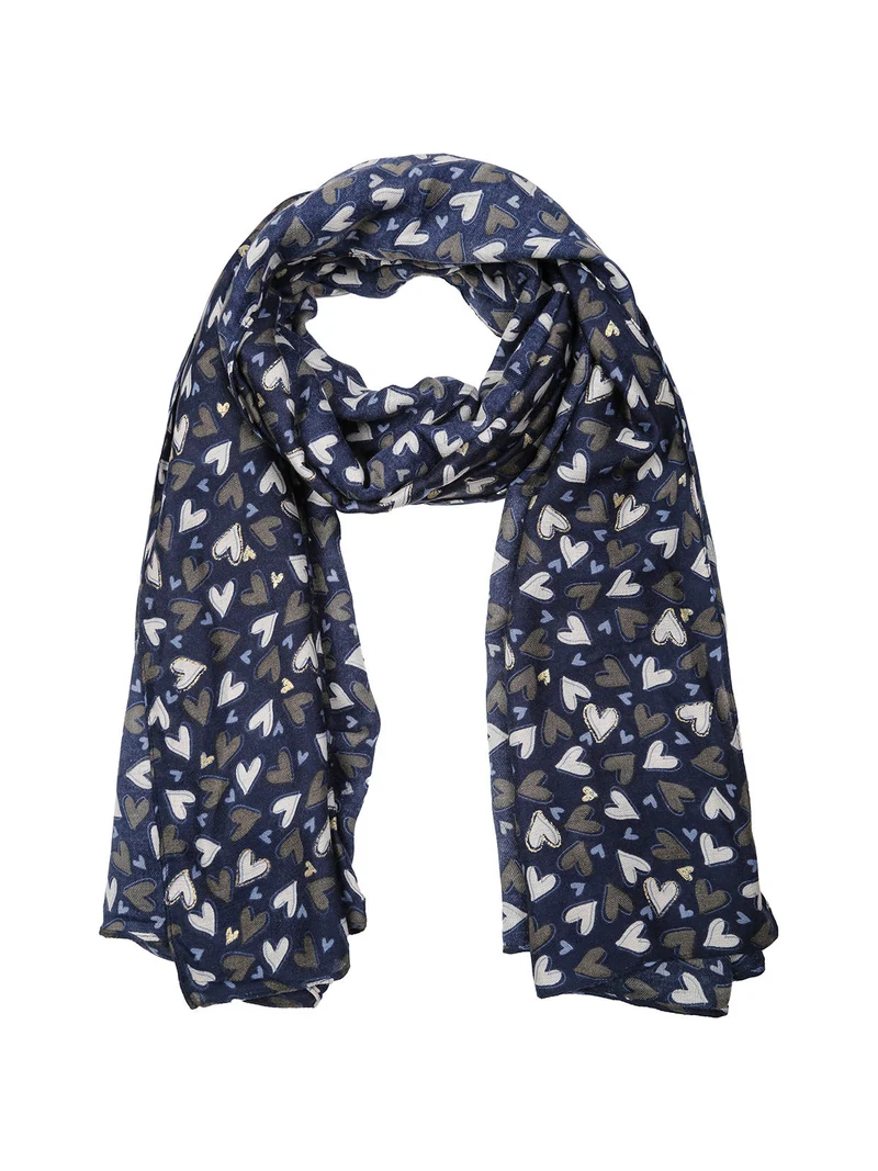 Sciarpa donna con motivo a cuori - blu