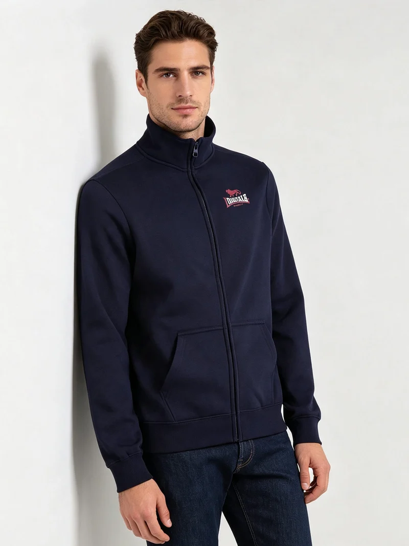 Felpa da uomo con zip e interno felpato - blu scuro