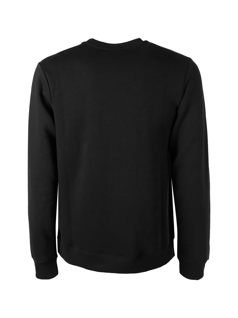 Felpa girocollo da uomo con logo e interno felpato - nero