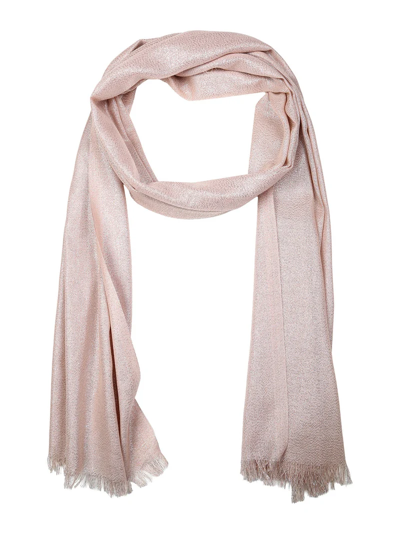 Sciarpa donna in lurex con finale sfrangiato - rosa