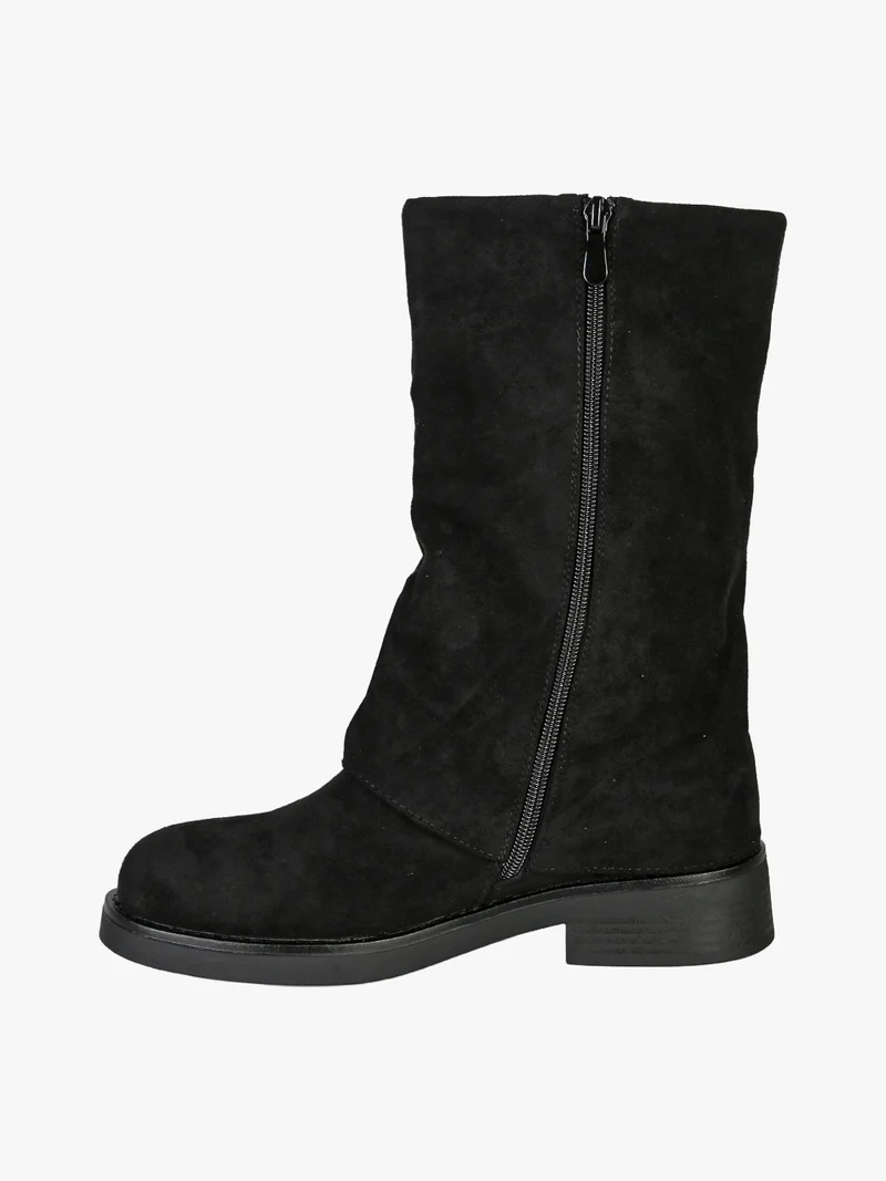 Stivaletti biker da donna in tessuto scamosciato - nero
