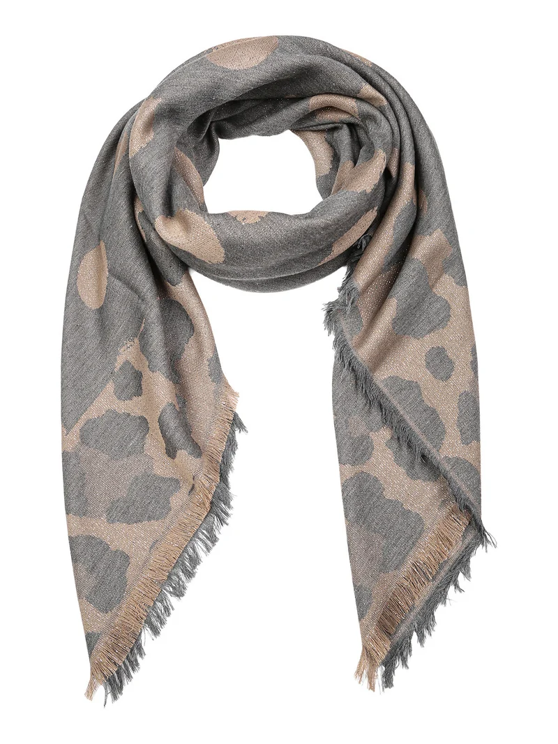 Sciarpa donna con dettagli lurex e profili sfrangiati - grigio