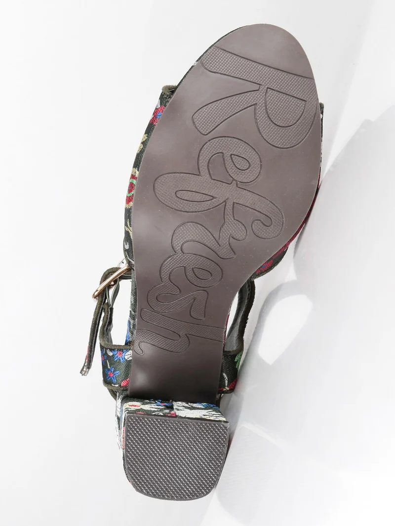 Sandali con tacco largo a fantasia - khaki