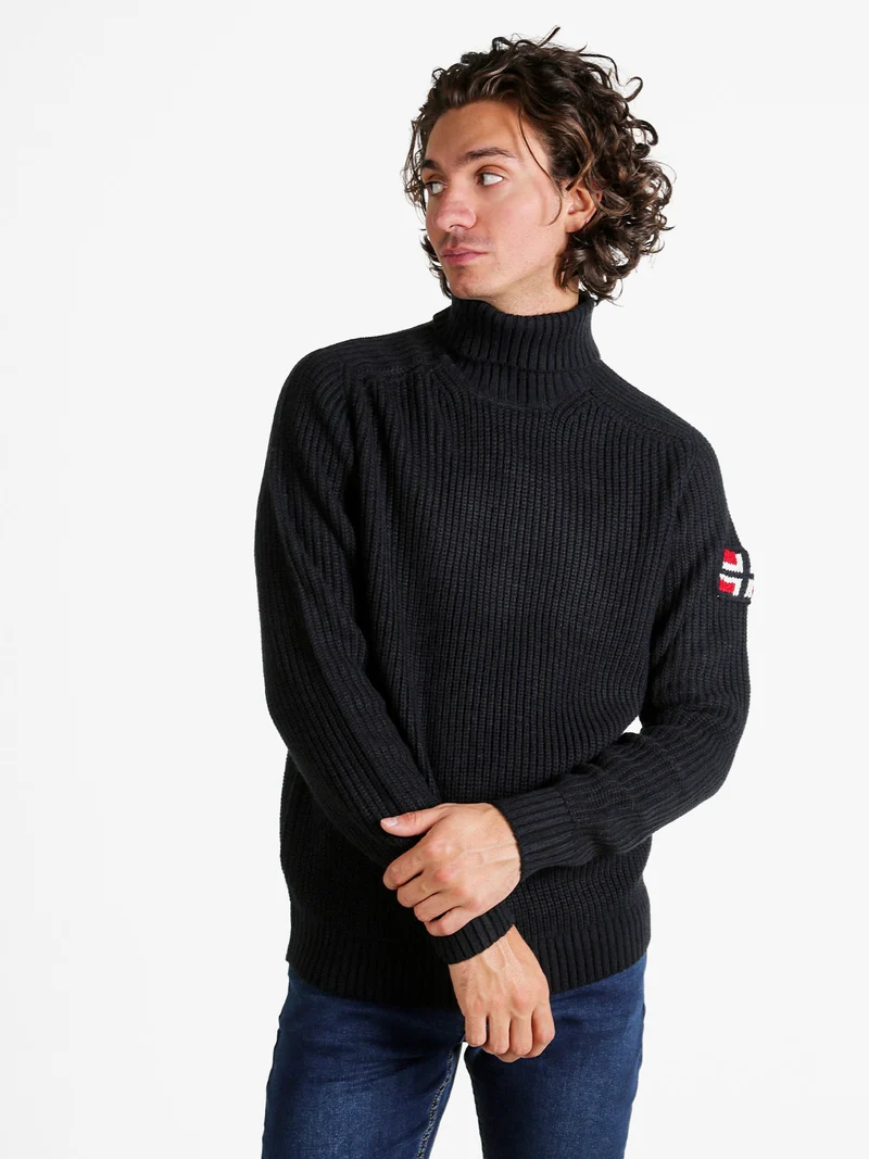 Maglione dolcevita da uomo in misto lana - blu scuro