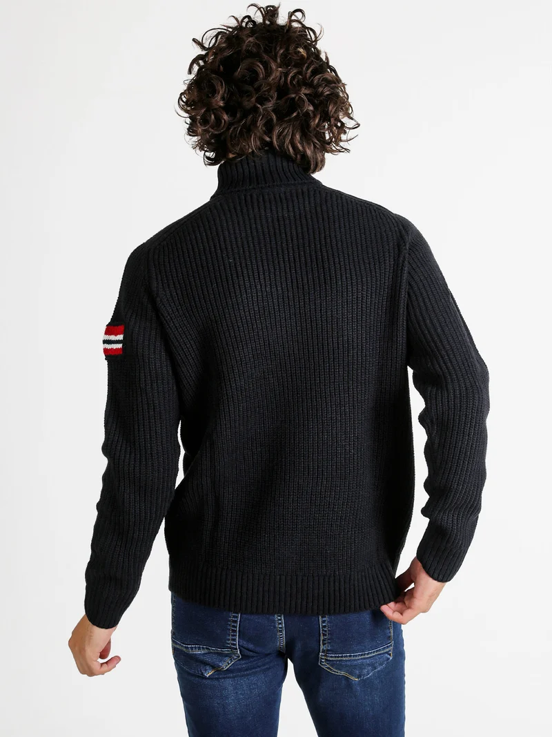 Maglione dolcevita da uomo in misto lana - blu scuro