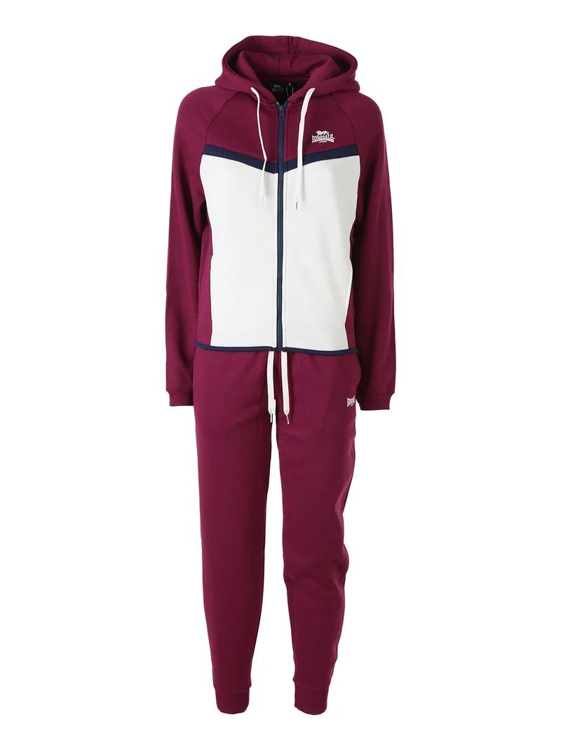 Completo tuta da donna full zip con cappuccio e interno felpato - bordeaux