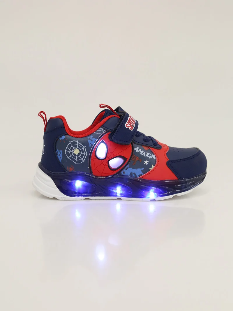 Sneakers da bambino con luci e chiusura a strappo - blu scuro