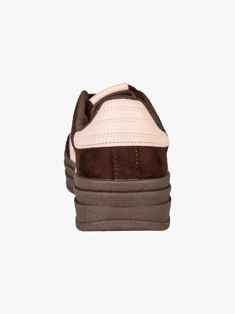 Sneakers donna stringate con platform - moro