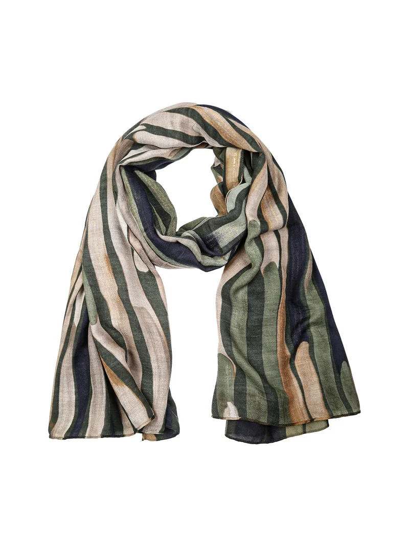 Sciarpa donna in viscosa con stampa astratta multicolore - verde