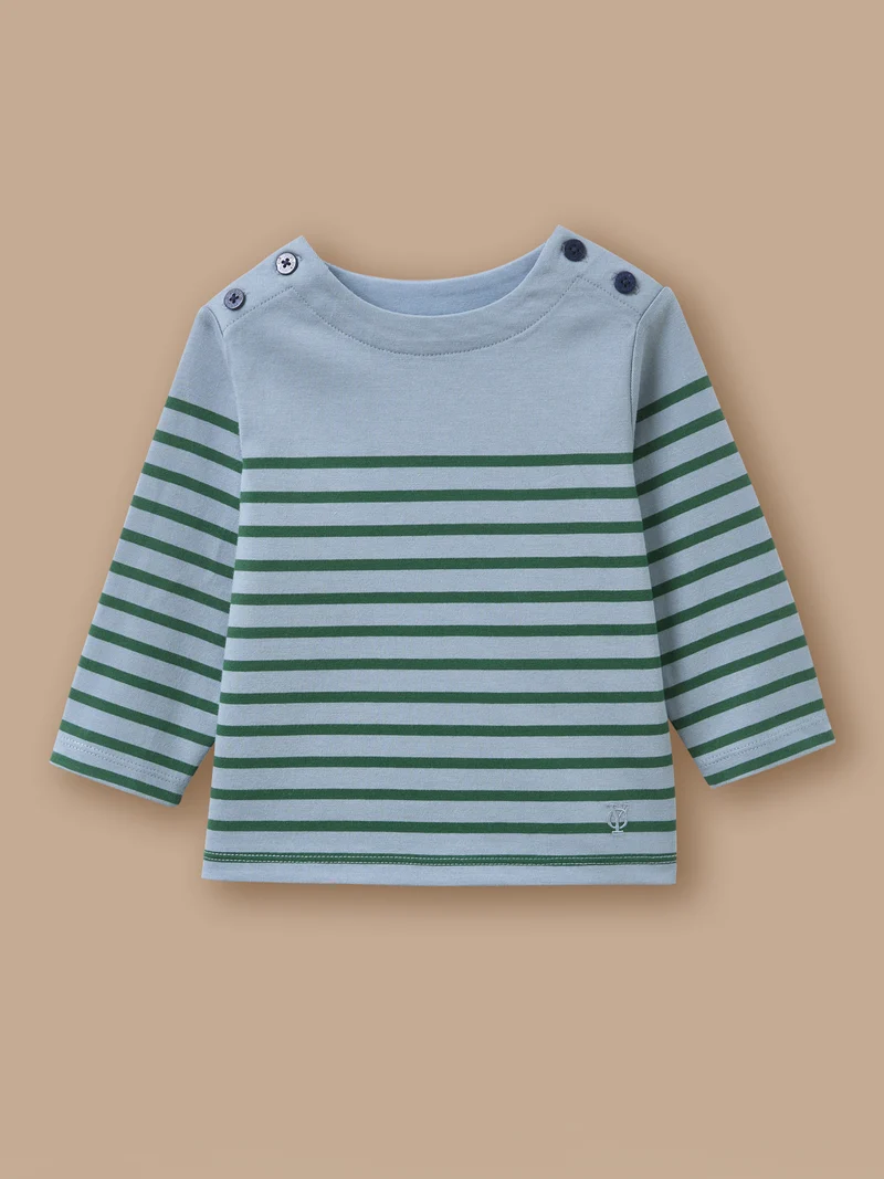 Geknöpftes Marinière-T-Shirt für Babys