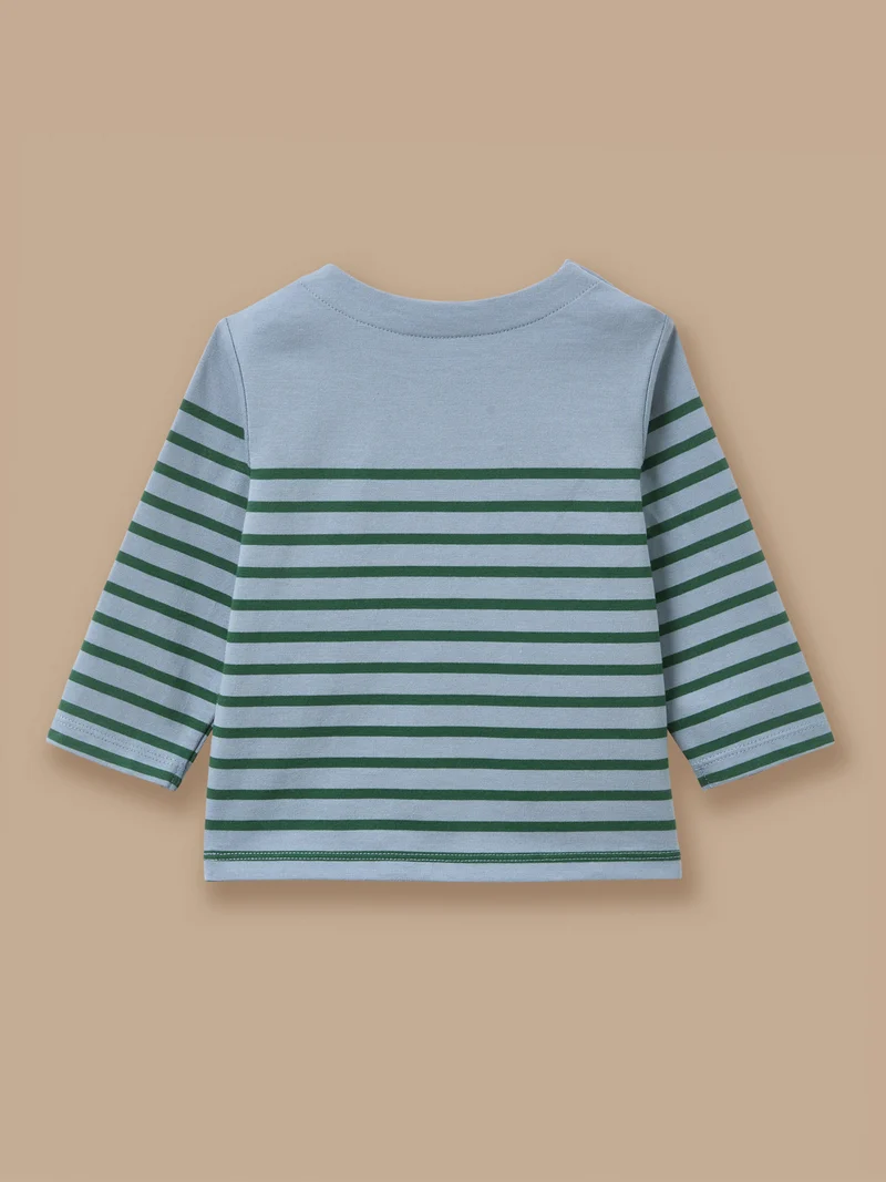 Geknöpftes Marinière-T-Shirt für Babys