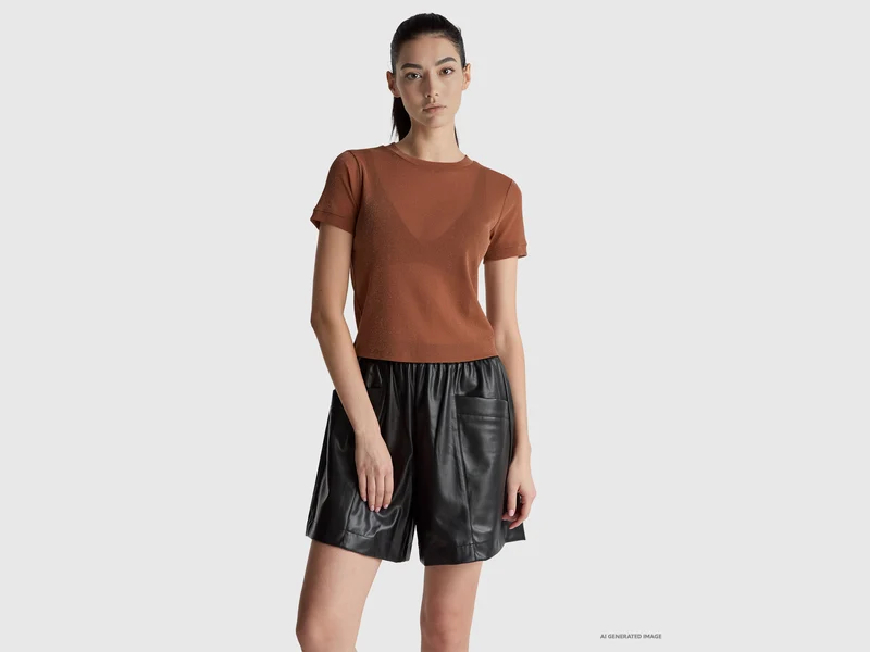 Kurzärmeliges Lurex-T-Shirt