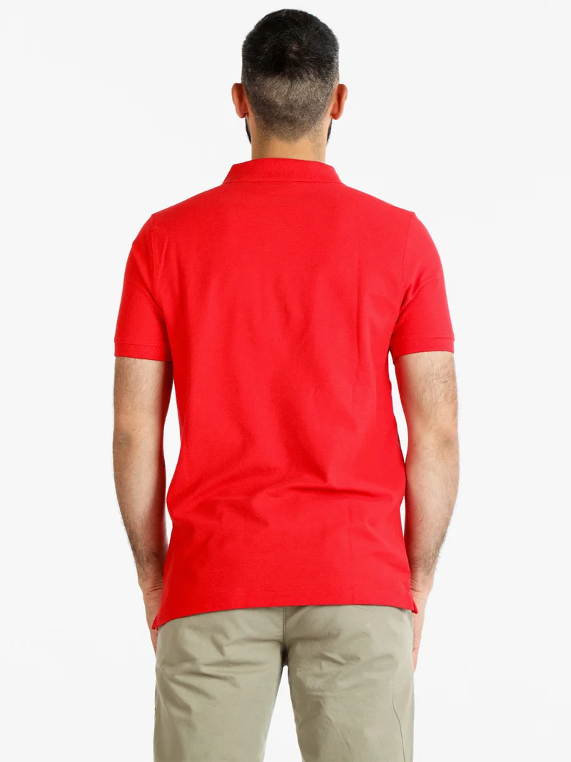 Polo in cotone da uomo manica corta - rosso