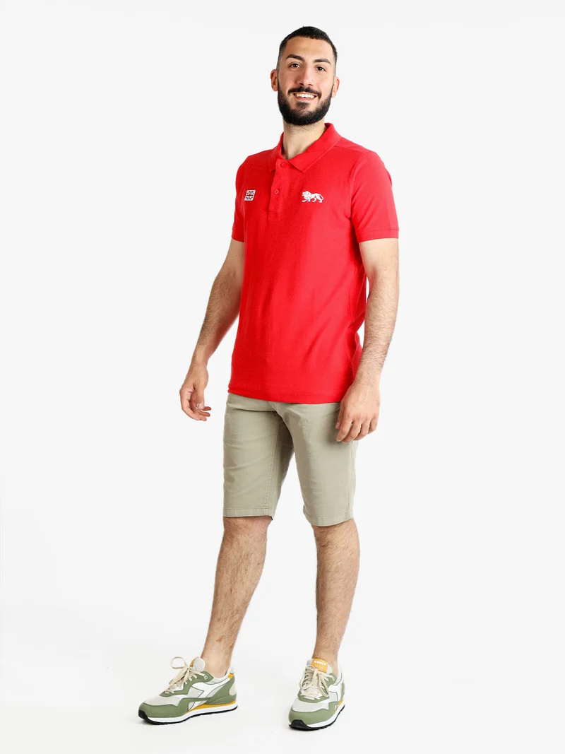 Polo in cotone da uomo manica corta - rosso