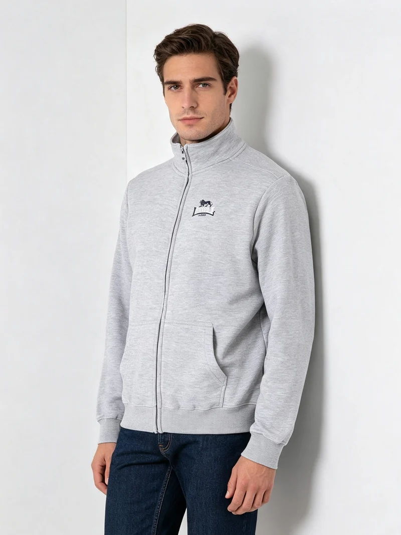 Felpa da uomo con zip e interno felpato - grigio