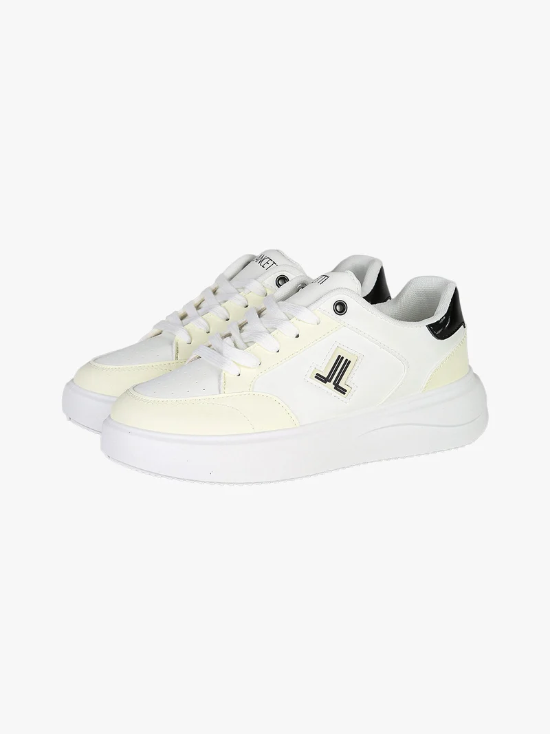 Sneakers donna stringate con dettagli glitter - nero