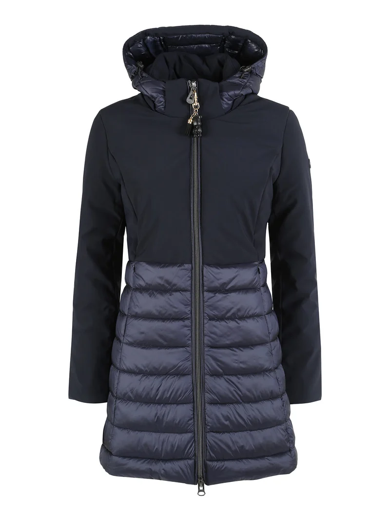 Giubbotto donna multistrato con cappuccio e zip - blu