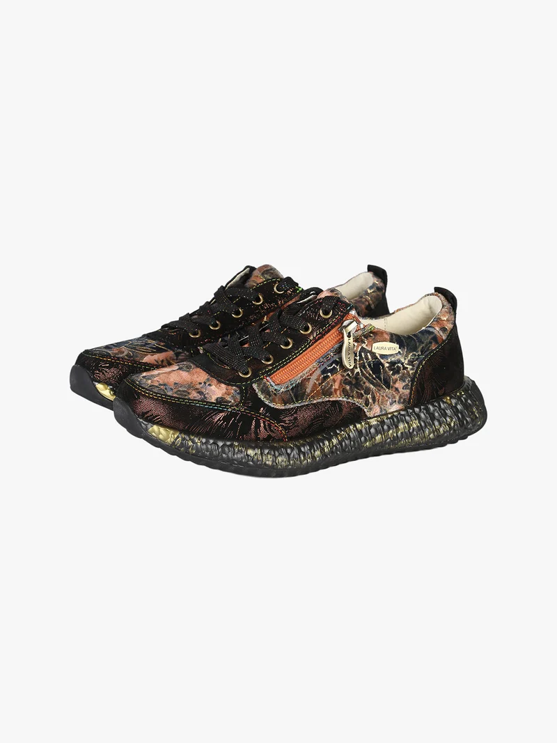 BURTON 43 Sneakers donna in pelle con stampa floreale - moro