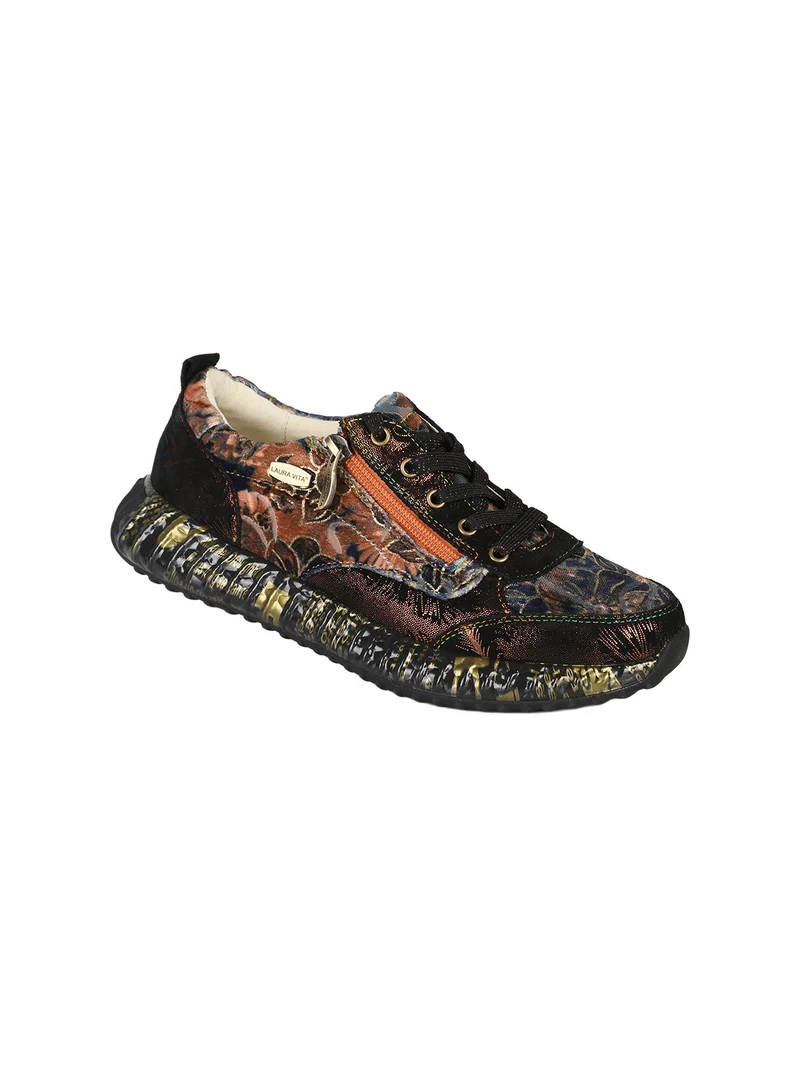 BURTON 43 Sneakers donna in pelle con stampa floreale - moro