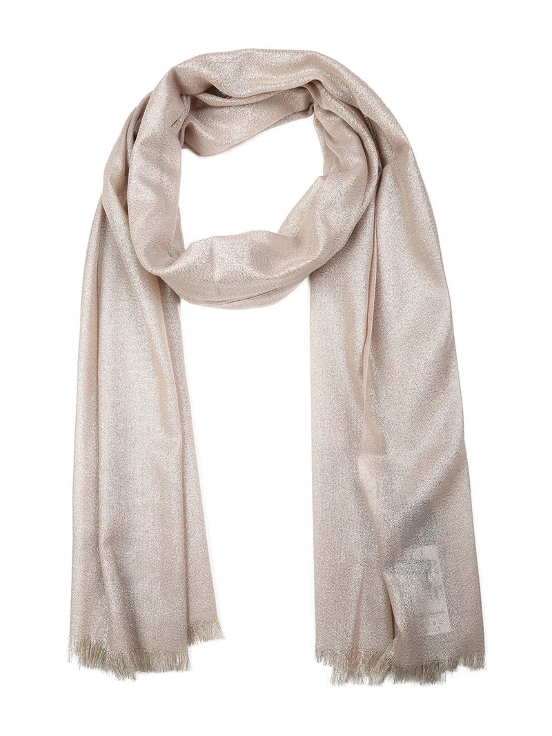 Sciarpa donna in lurex con finale sfrangiato - beige